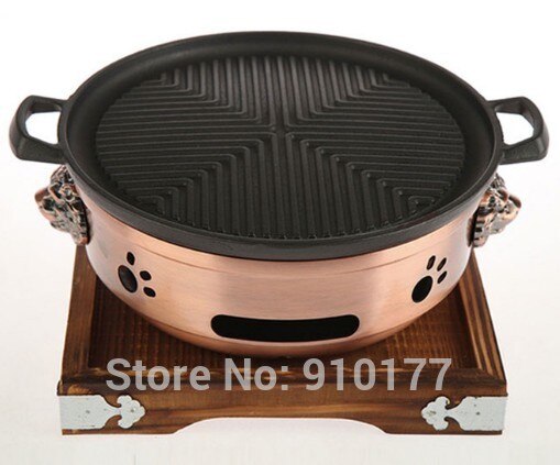 BBQ-TORO Fondueset van gietijzer voor 6 personen (rood/geëailleerde
