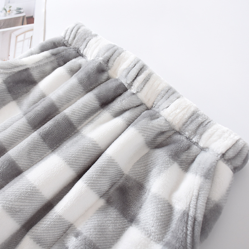 Pyjama long pour homme et femme, pantalon en flanelle, doux et , vêtement de maison, idéal pour l'hiver
