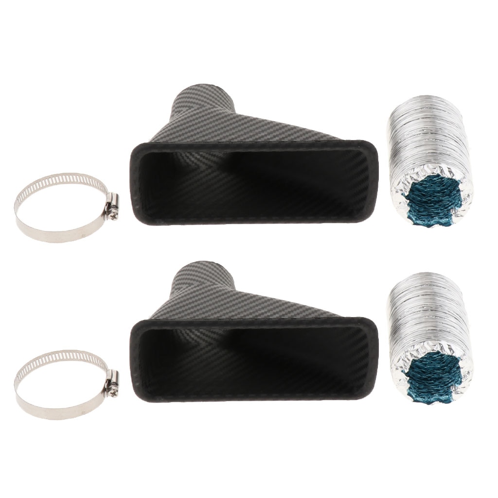 Set of 2 Air Intake Pipe, Car SUV Air Intake Pipe Kit, Front Bumper Turbo Turbine Inlet Pipe, Air Funnel Kit w/ Clamp