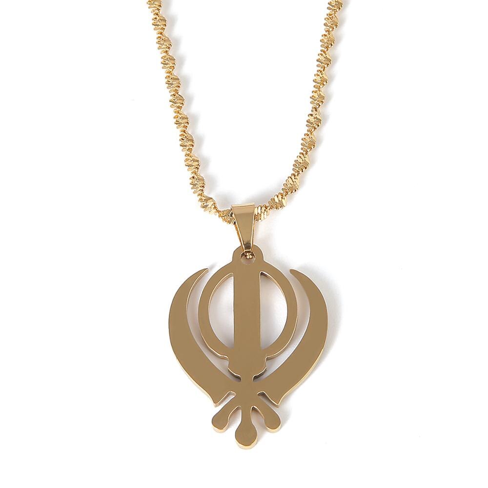 Rvs Trendy Sikhism Hanger Ketting Zilver Kleur Sikh Khanda Sikhs Sieraden