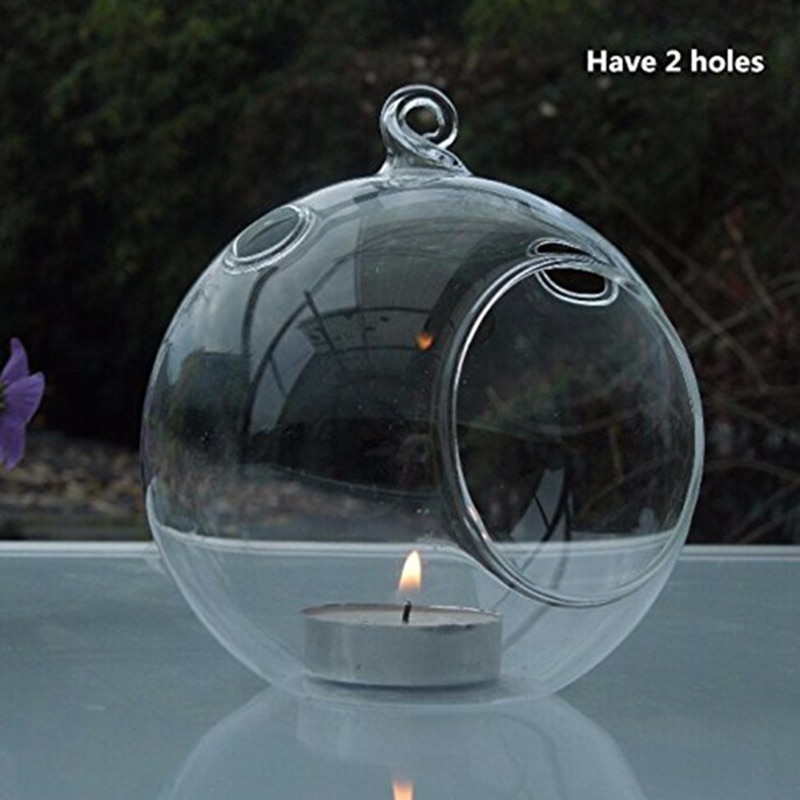 80MM Opknoping Theelichthouder Glas Globes Terrarium Bruiloft Kandelaar Kandelaar