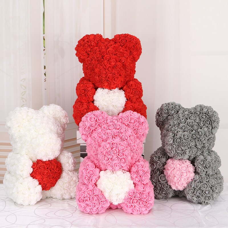Bamse af roser valentinsdag boligdekoration tilbehør bryllup dekorative blomster jul kæreste