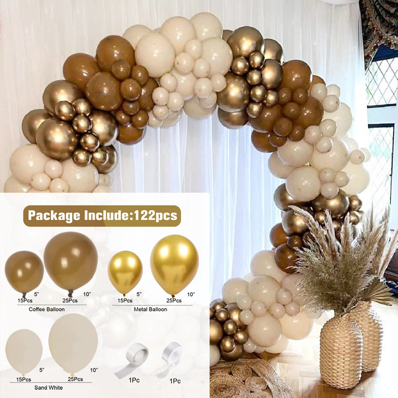 Kit de arco de guirnalda de Globos marrón café albaricoque, decoraciones para de cumpleaños y boda, suministros de Baby Shower para niños, Globos de látex: Marble