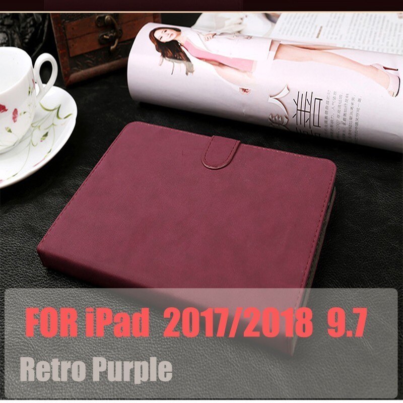 Coolaxy Scrub Pu Lederen Smart Case Voor Ipad Air 2 Air 1 Wakeup/Sleep Cover Case Voor Ipad Case 9.7 Voor 6th Generatie: Retro Purple2