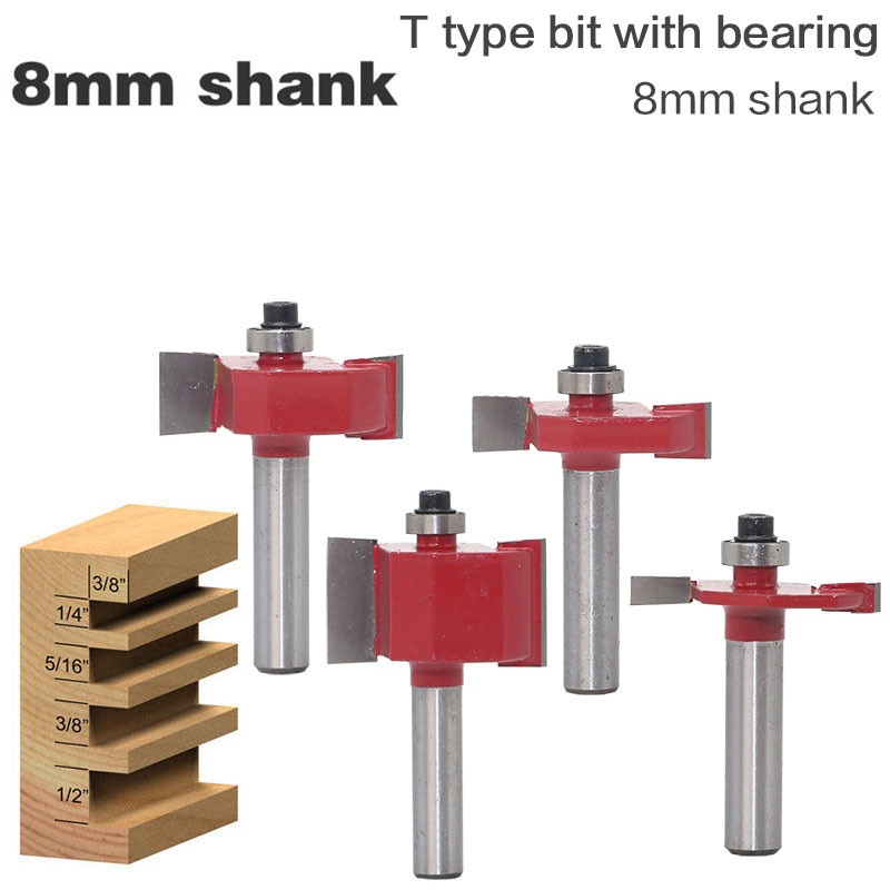 1pc 8mm Shank Height 1/2" X Depth 3/8" T Slot Milling Cutter Wood Router Bit Tungsten Wood Milling Citters Woodworking Tools