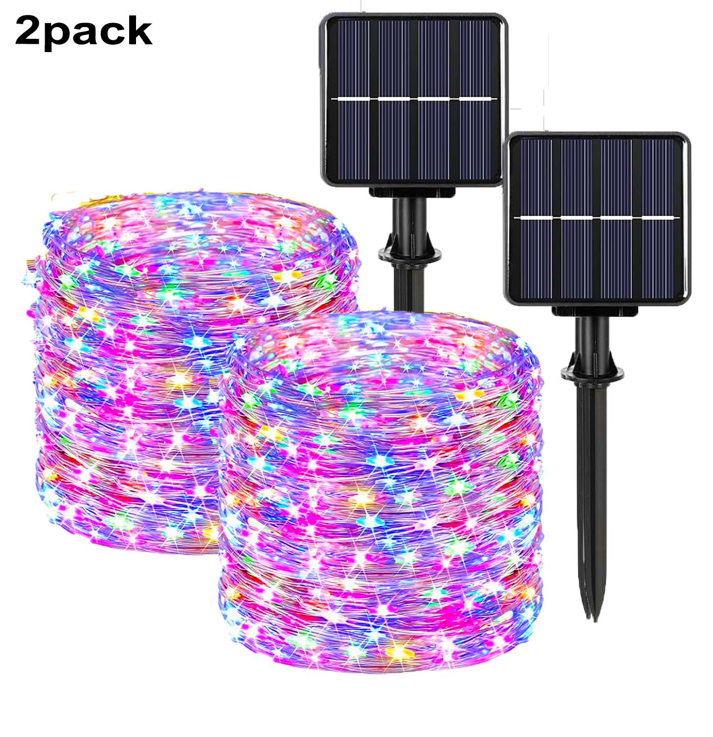Pack of 4 Solar Fairy Lights Outdoor 400LED Fairy Lights Outdoor 8 Modes Copper Wire IP65 Warterproof for GardenPatio Yard Party: sunny yellow / 21-30W