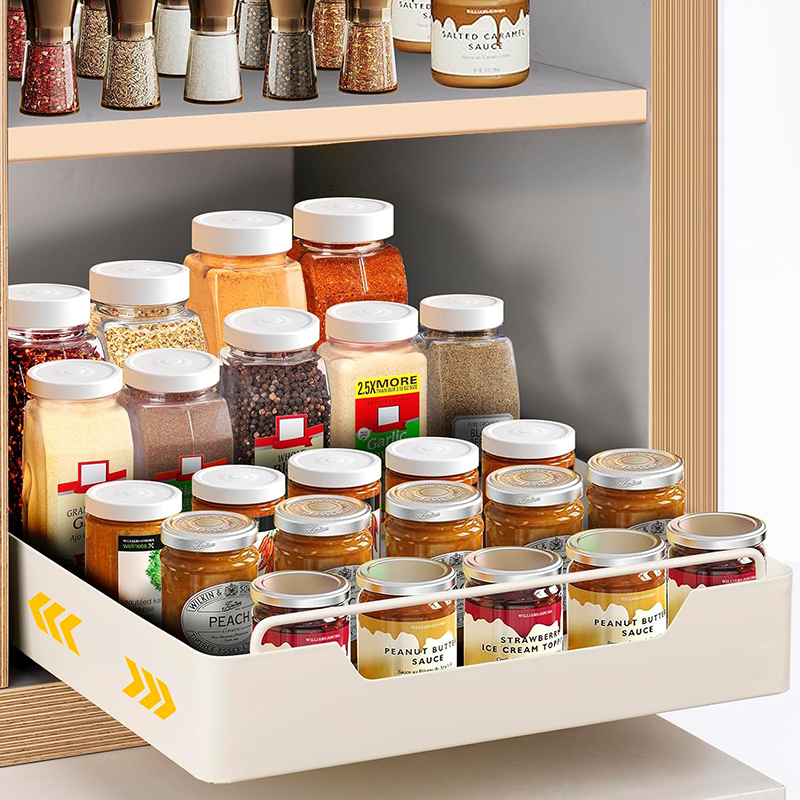 Boîte de rangement de cuisine avec Rail coulissant, armoire extractible, étagère de rangement pour épices, garde-manger, tiroir, panier organisateur de cuisine