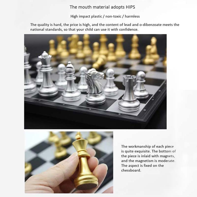 Medieval Chess Set With Chessboard 32 Gold Silver Chess Pieces Magnetic Board Game Chess Figure Sets szachy Checker