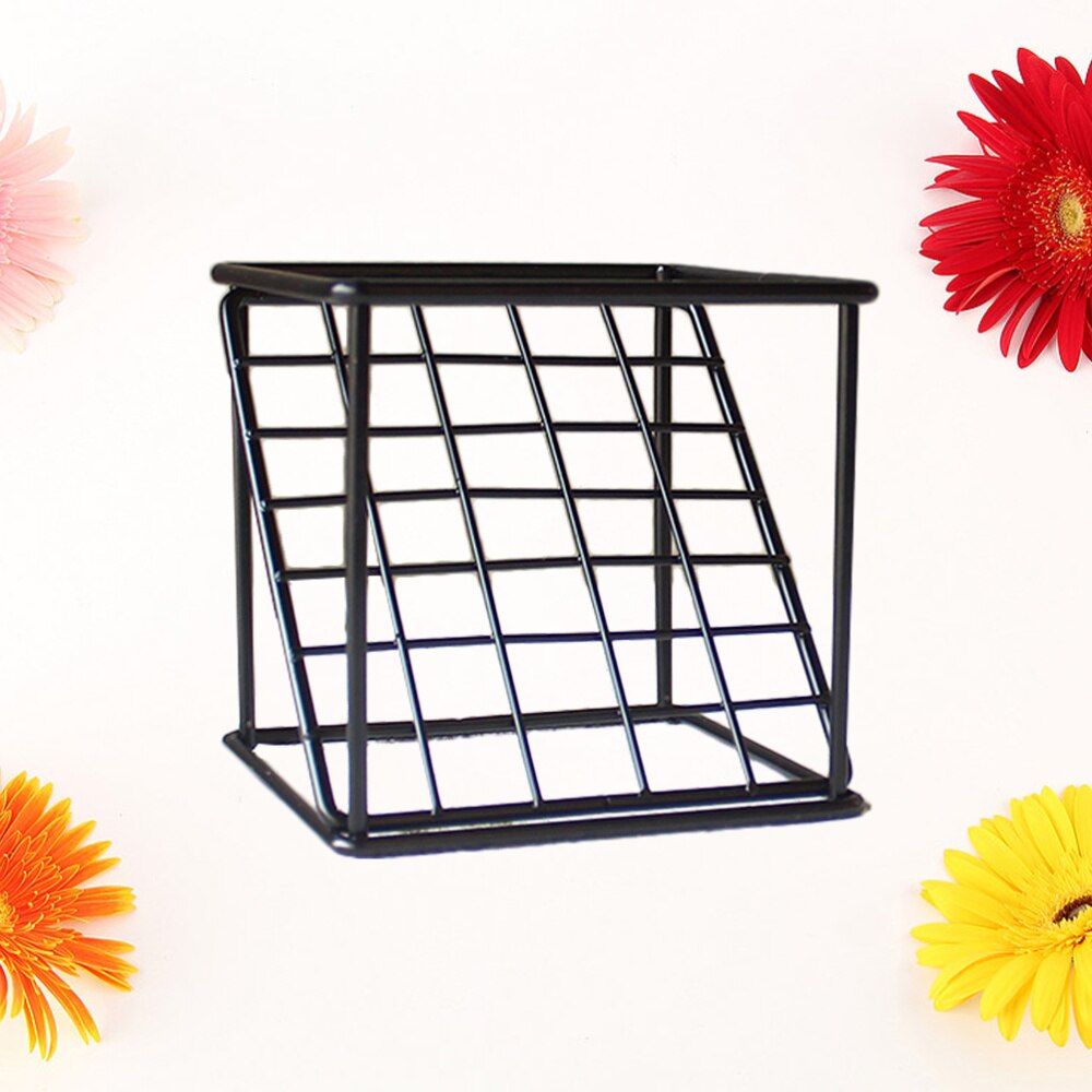 Flower Frame Wrought Iron Square Oblique Grid Line Vase Flower Stand Square Base Plant Display Rack for Office Home Black: Black