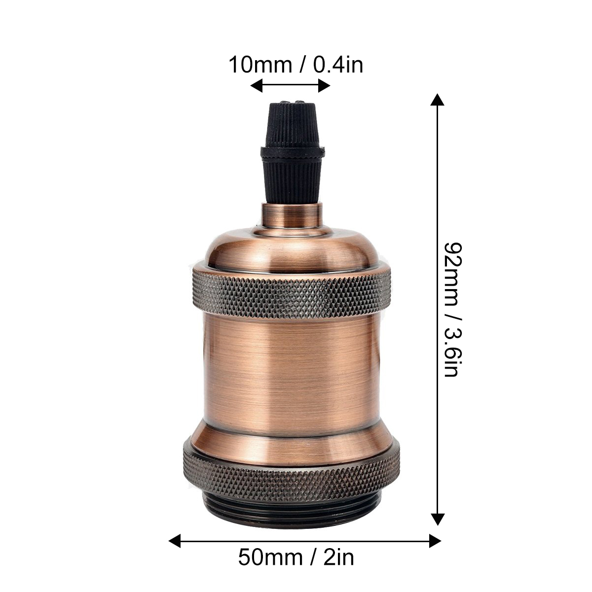 Sphoon-Base de lámpara antigua DIY, casquillo de tornillo E27, portalámparas decorativo de aluminio, lámpara de techo interior montada en superficie de Metal Vintage: Negro