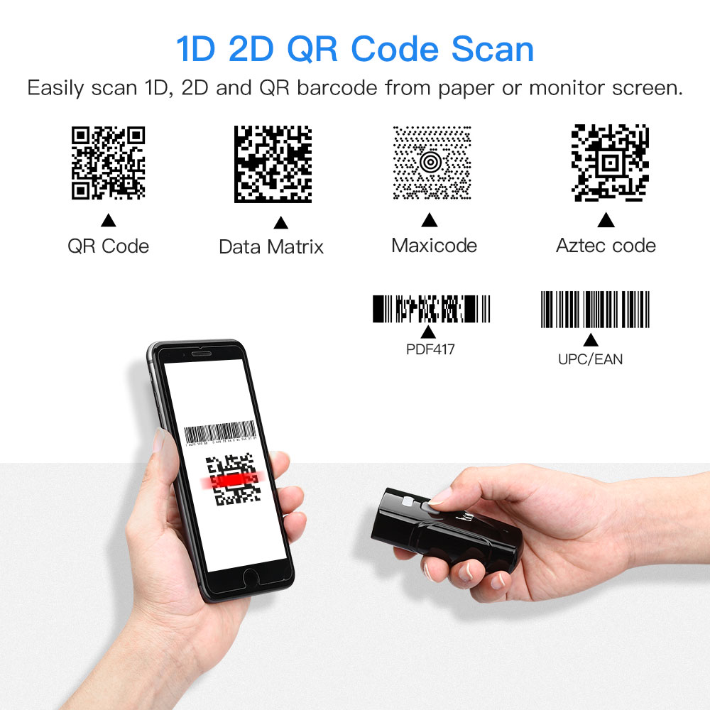 Eyoyo mini 1d 2d qr barcode scanner , 3- in -1 usb wired & 2,4g wireless & bluetooth barcode reader portable ccd pdf image scanner