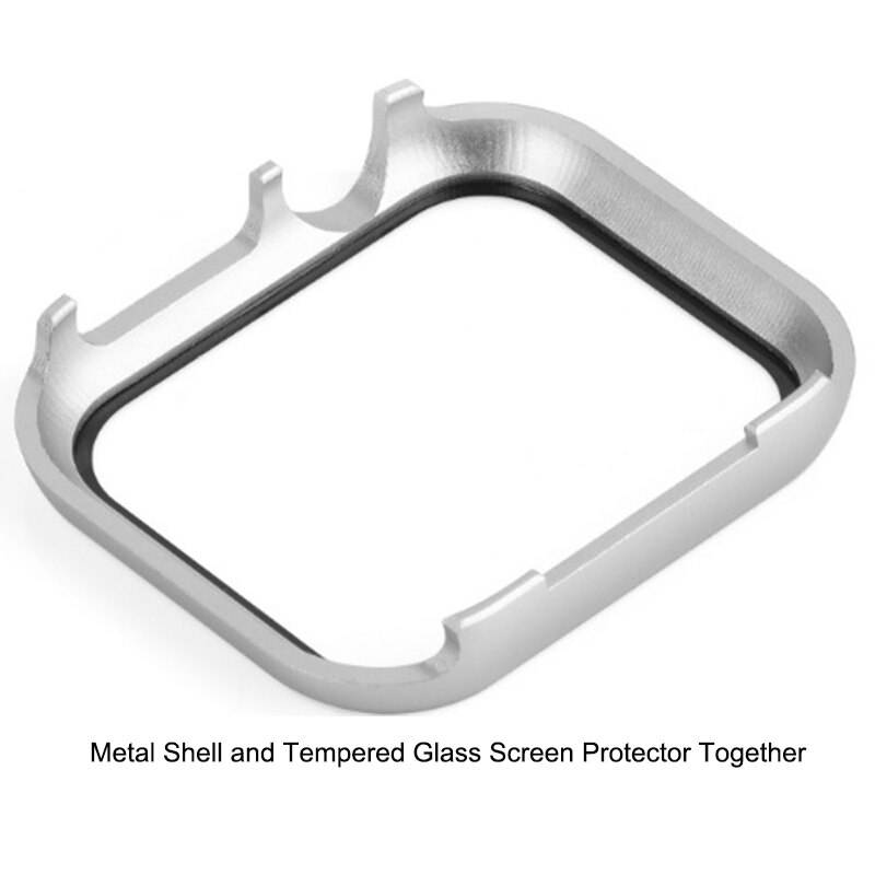 Alpq hoesje voor apple watch 38mm 40mm 42mm 44mm metalen behuizing gehard glas volledige beschermfolie voor apple watch 4 3 2 1 hoesje