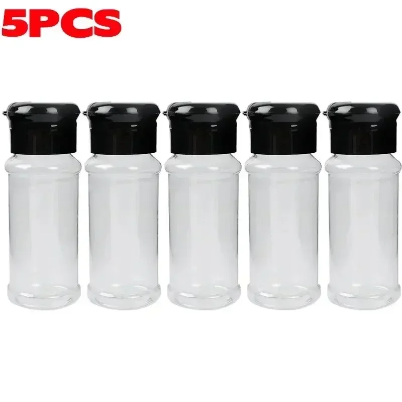 Tarro de especias de plástico transparente, botella de condimento de cocina, sal, pimienta, recipiente, tarro de condimentos para barbacoa, herramientas de almacenamiento de especias de cocina: Gris oscuro