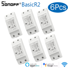 6Pcs Version Sonoff Basic Ewelink APP Wireless WiFi Switch Smart Home Automation Module Alexa Google Home Voice Switches
