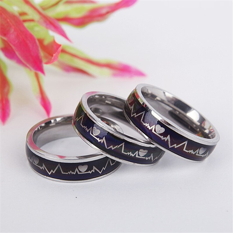 Modyle Stainless Ring Changing Color Mood Rings Feeling / Emotion Temperature Ring Wide 6mm Smart Jewelry