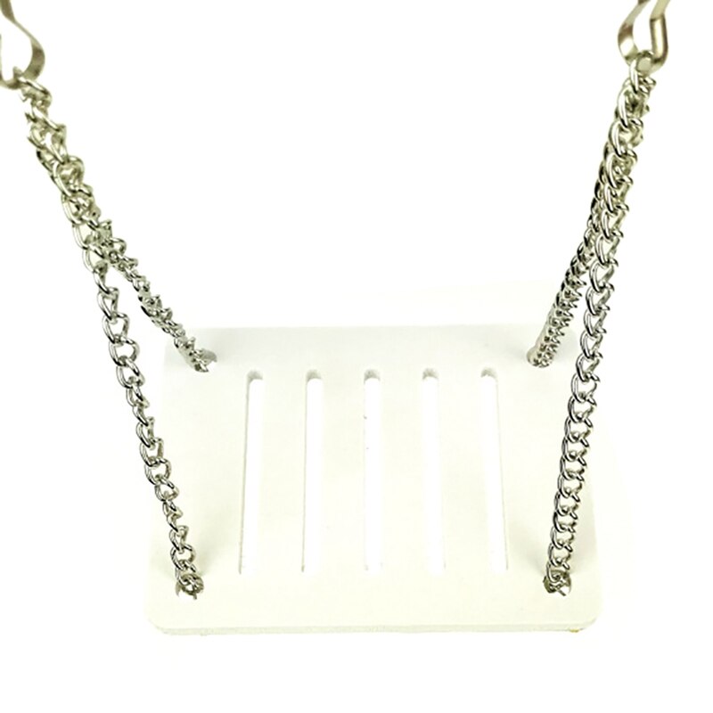 Cute Parrot Hamster Swing Hanging Gadget Cage Hamster Toy Chinchilla Amuse Mouse Pet Bridge Accessories Supplies: White