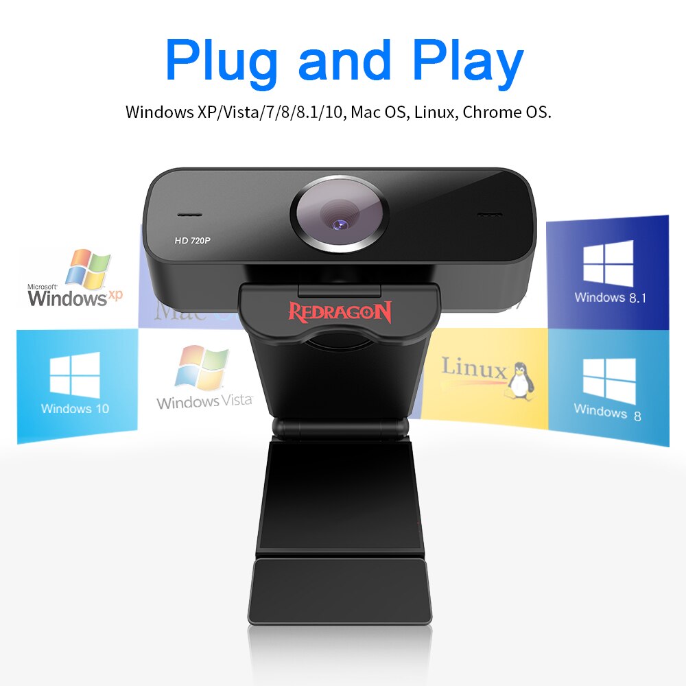 REDRAGON GW600 Fobos USB HD Webcam microfono incorporato Smart 1280X720P 30fps Web Cam Camera per laptop Desktop gioco per PC