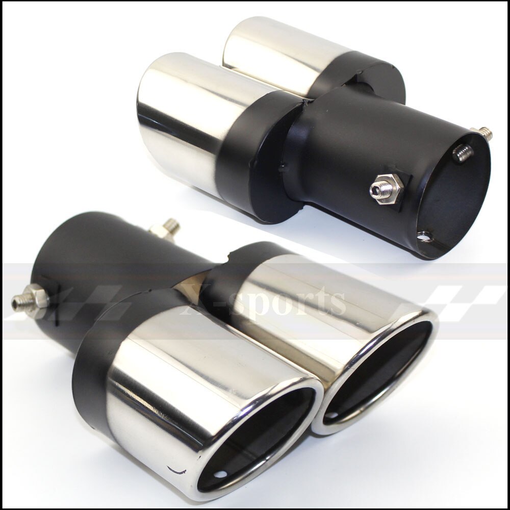 Uitlaatpijp Uitlaat staart pijp uitlaat mondstuk end Universele Rvs Circulaire platte uiteinde een verandering twee dubbele out ID 60MM: straight silver