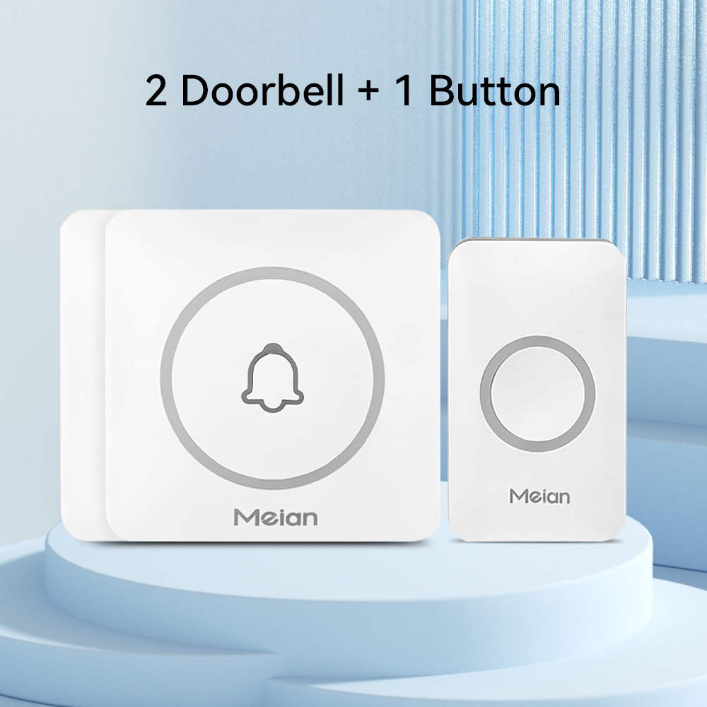 Meian-sonnette sans fil extérieure, sonnette de bienvenue pour maison intelligente, sonnette de porte étanche IP65, Kit de carillon, sonnerie 60, alarme Flash LED: Kaki / PRISE AMÉRICAINE