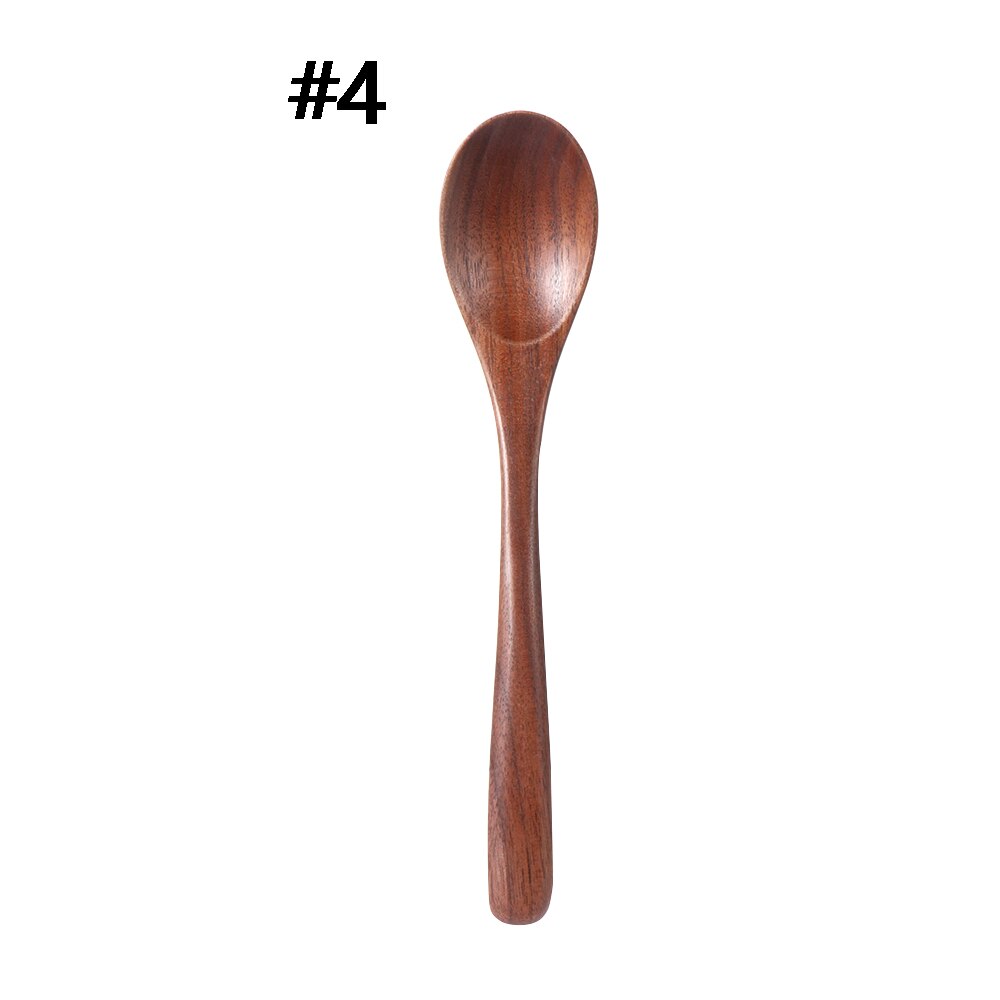 1PC de madera de nogal negro utensilios de cocina arroz pala cuchara de cucharas de café postres condimento cariño cucharadas de té vajilla Natural cubiertos: 4