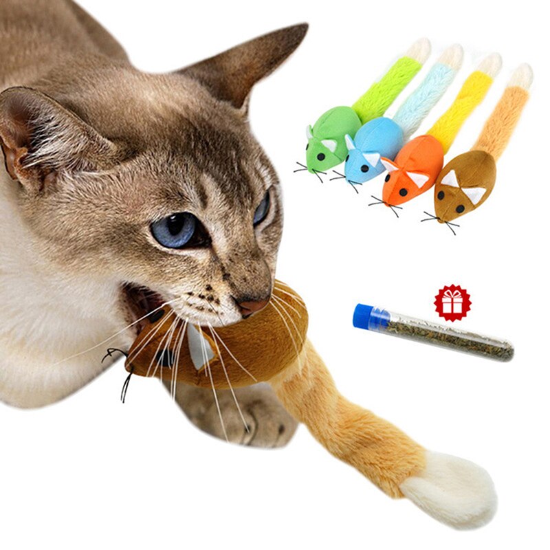 Gato de juguete de felpa divertido gatito juguete suave sólido ratón interactivo juguetes para gatos domésticos juego de entrenamiento suministros para gatos