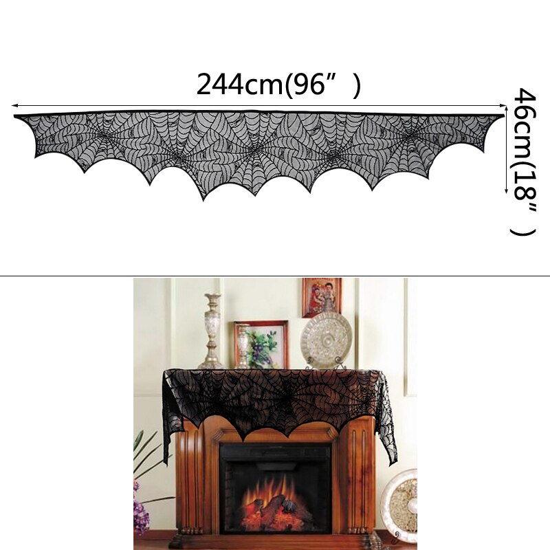 1pc halloween blonder edderkop web duge rektangel pejs tørklæde dækning møbler dekoration lampeskærm halloween fest indretning: B02