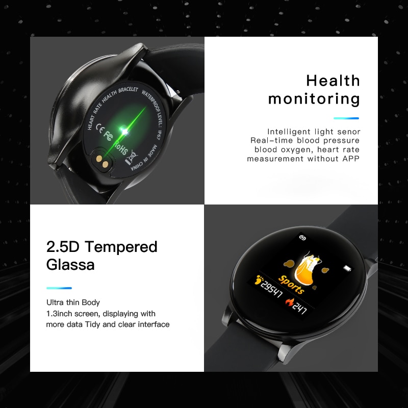 Smart Watch Men Women Blood Pressure Activity Sport Wristband Fitness Tracker Blood Oxygen Monitor smartwatch for Android #ED