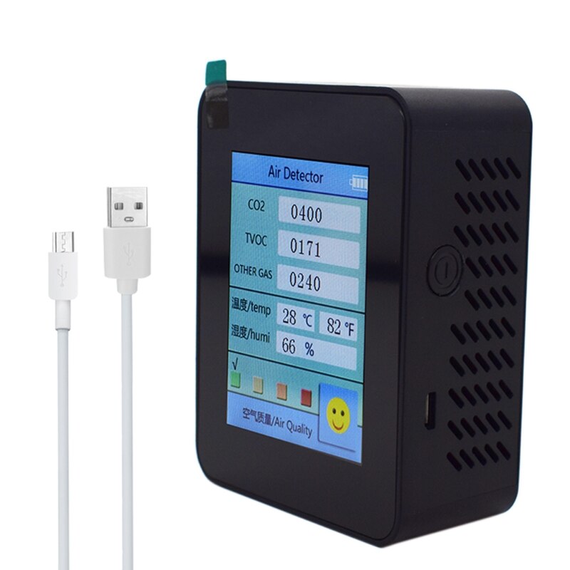 CO2 Meter Indoor Air Detector Rechargeable CO2 Tester with Carbon Dioxide TVOC Temperature Humidity Monitor 51BD