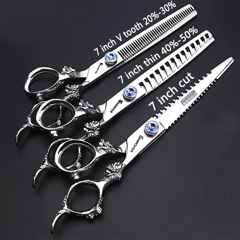 6/7/7.5/8/9 Inch Hairdressing Scissors, Dragon Handle Barber Specificlied Shears, Hair Cutting Tools: Light Grey