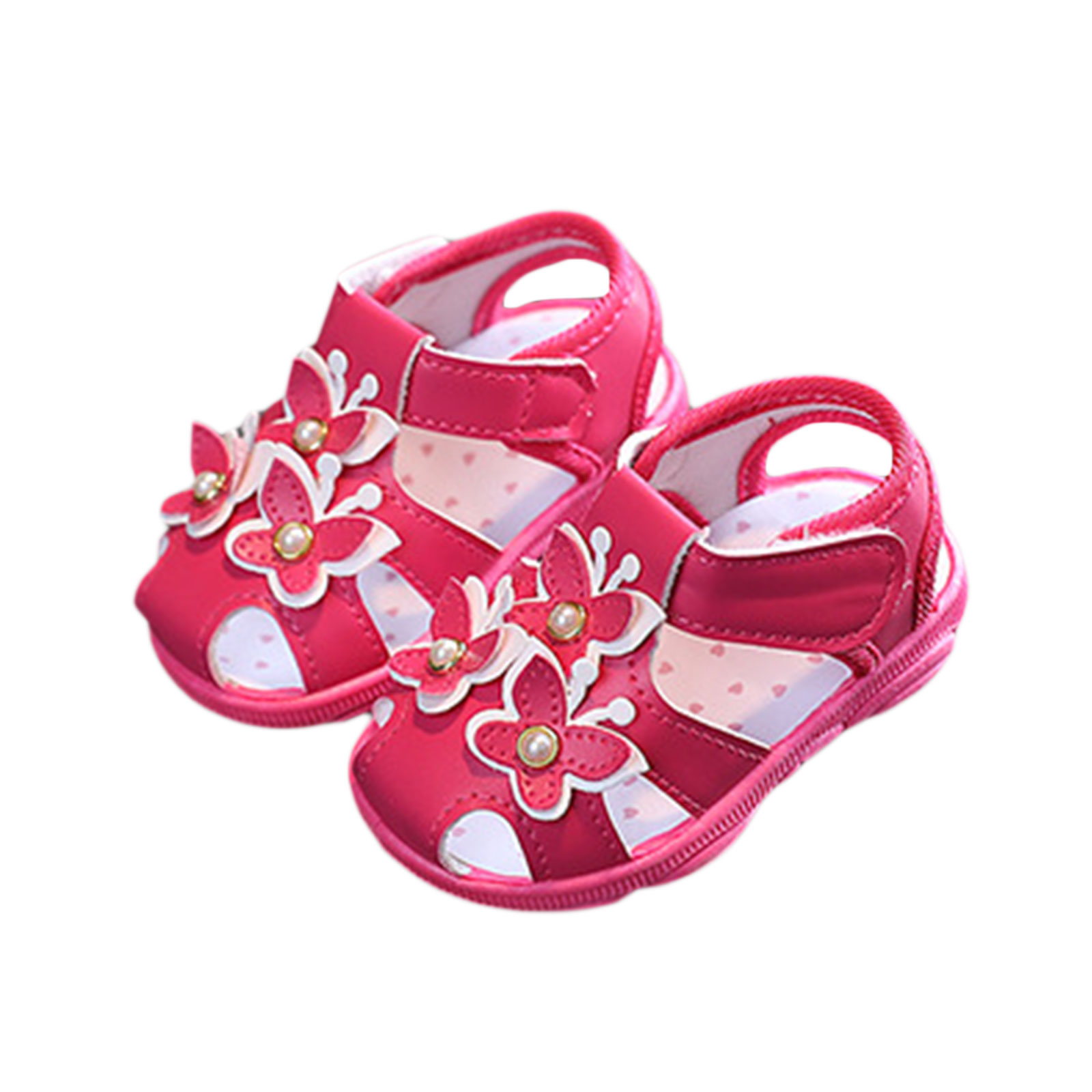 Baby Meisjes Gesloten Teen Sandalen 3D Vlinder Prinses Platte Schoenen Non-Slip Baby Eerste Wandelaars: A / 14CM