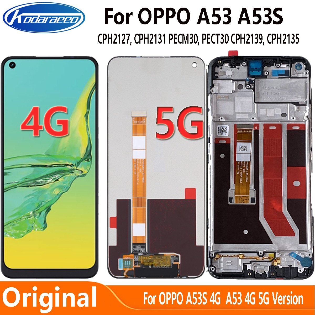 Origianl Screen For OPPO A53S A53 5G CPH2139 CPH2135 LCD Display Touch Screen Digiziter Assembly With Frame