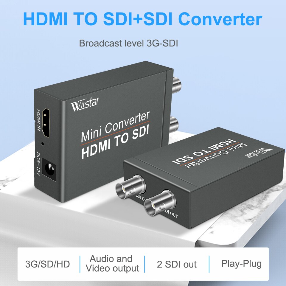1080P HDMI to SDI Adapter Converter 2 SDI Video Audio HD-SDI/3G-SDI Adapter BNC Converter for SDI Monitor HDTV TV