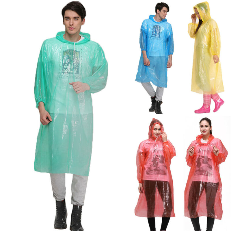 Chubasquero para adultos, impermeable, de plástico, desechable, Poncho para lluvia, capucha para mujer y hombre