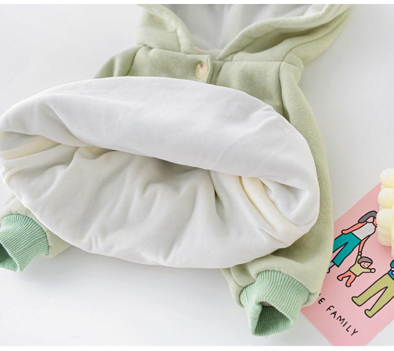 Winter baby plus fluwelen dikke sneeuwpak kleding met capuchon baby jongens cartoon bodysuit warme peuter meisjes jumpsuit