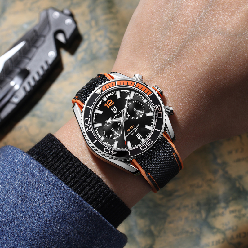 QINGXIYA sport siliconen band chronograaf quartz horloge voor heren waterdichte kalender mode 24-uurs luxe herenhorloges