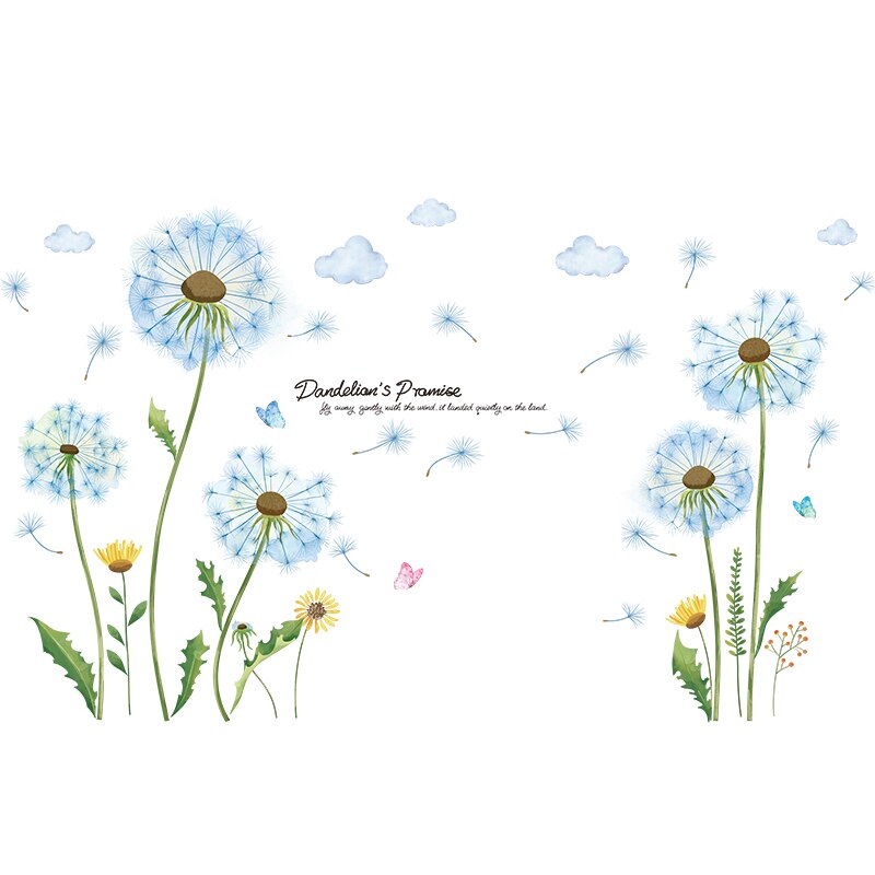 Smuk pige wallstickers diy blå farve blomster vægoverføringsbilleder til børneværelser baby soveværelse børneværelse dekoration