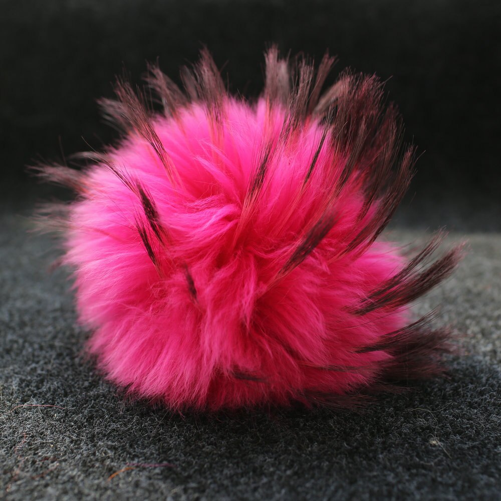 DANKEYISI 5 uds DIY pompones Piel de mapache 13-14cm piel Pom gorro de punto gorros bufandas de llavero de piel Real pompones Bola de piel: 4