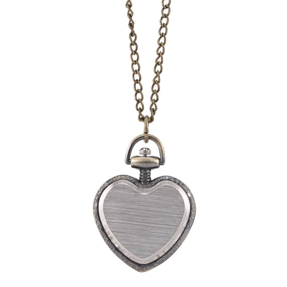 Vintage Retro Quartz Zakhorloge Liefde Hart Vorm Glas Hanger Trui Ketting Klok Ketting Lxh