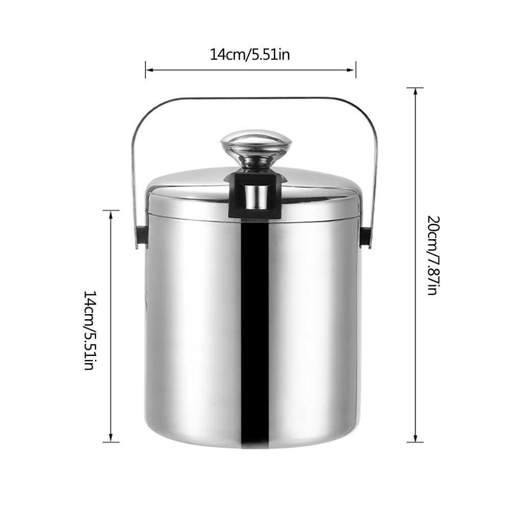 1.3L Ijsemmer Met Deksel En Zeef Rvs Ijsemmer Dubbelwandige Ice Cube Container Bar Keuken Accessoires