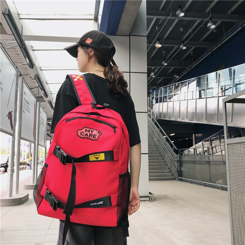 Stijl dubbele schouder vrouwelijke koreaanse junior middelbare school student schooltas oxford doek trend sport skateboard rugzak mannelijk