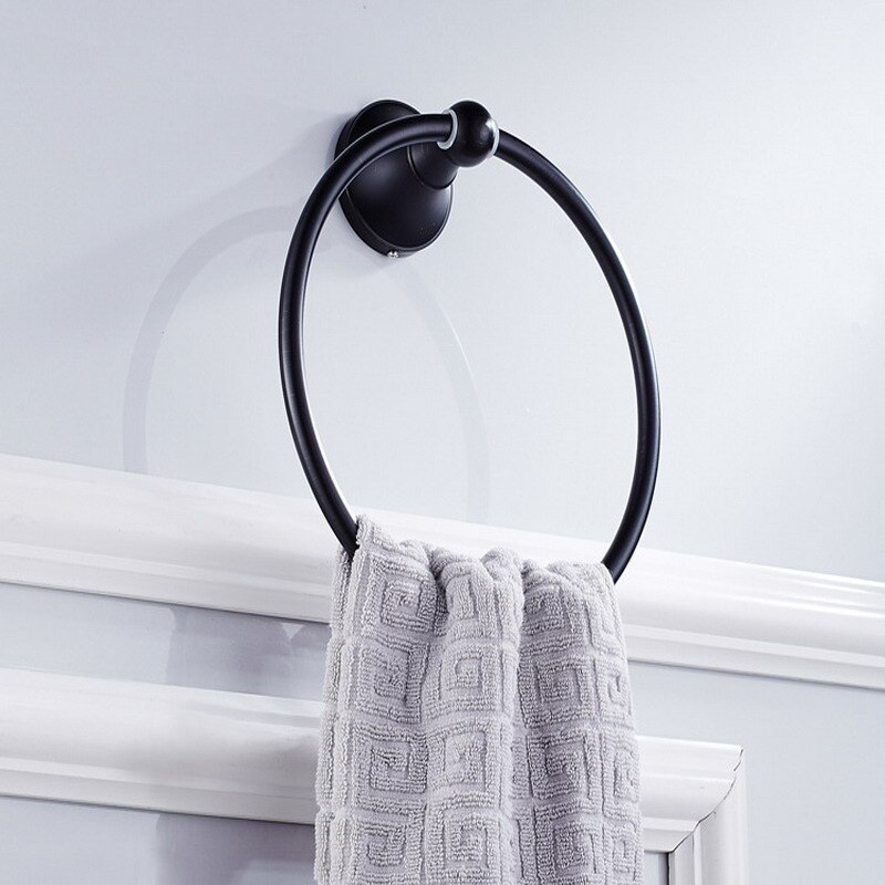 Porte-serviettes rond mural en Bronze frotté à l'huile, accessoires de salle de bain