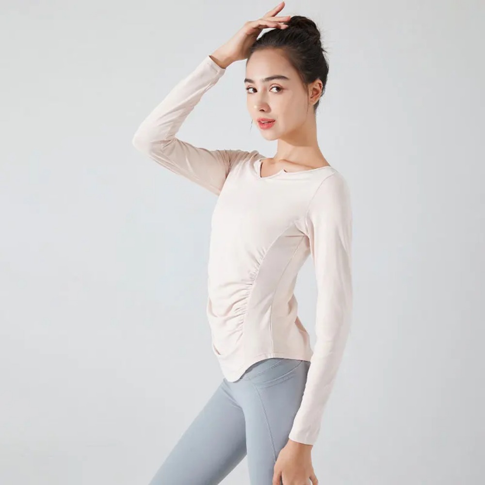 Stown-ropa deportiva para culturismo, camiseta de manga larga para gimnasio, Fitness, ropa de mujer con agujero para el pulgar, Top plisado adelgazante para Pilates y Yoga