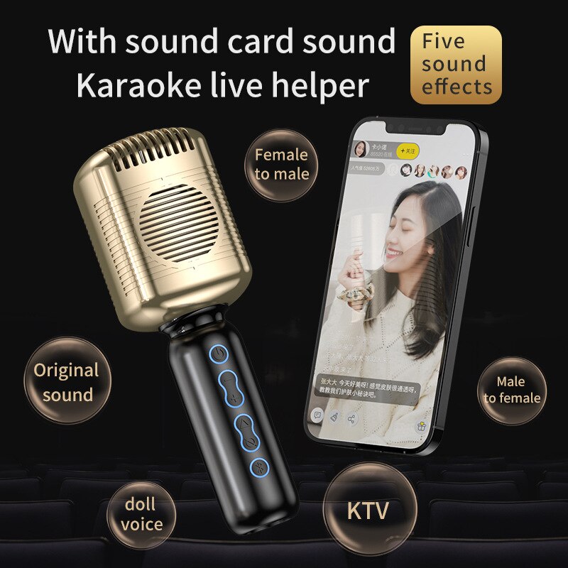 Retro Microphone, Classic Retro Style Condenser Bluetooth Karaoke Portable Microphone Mic