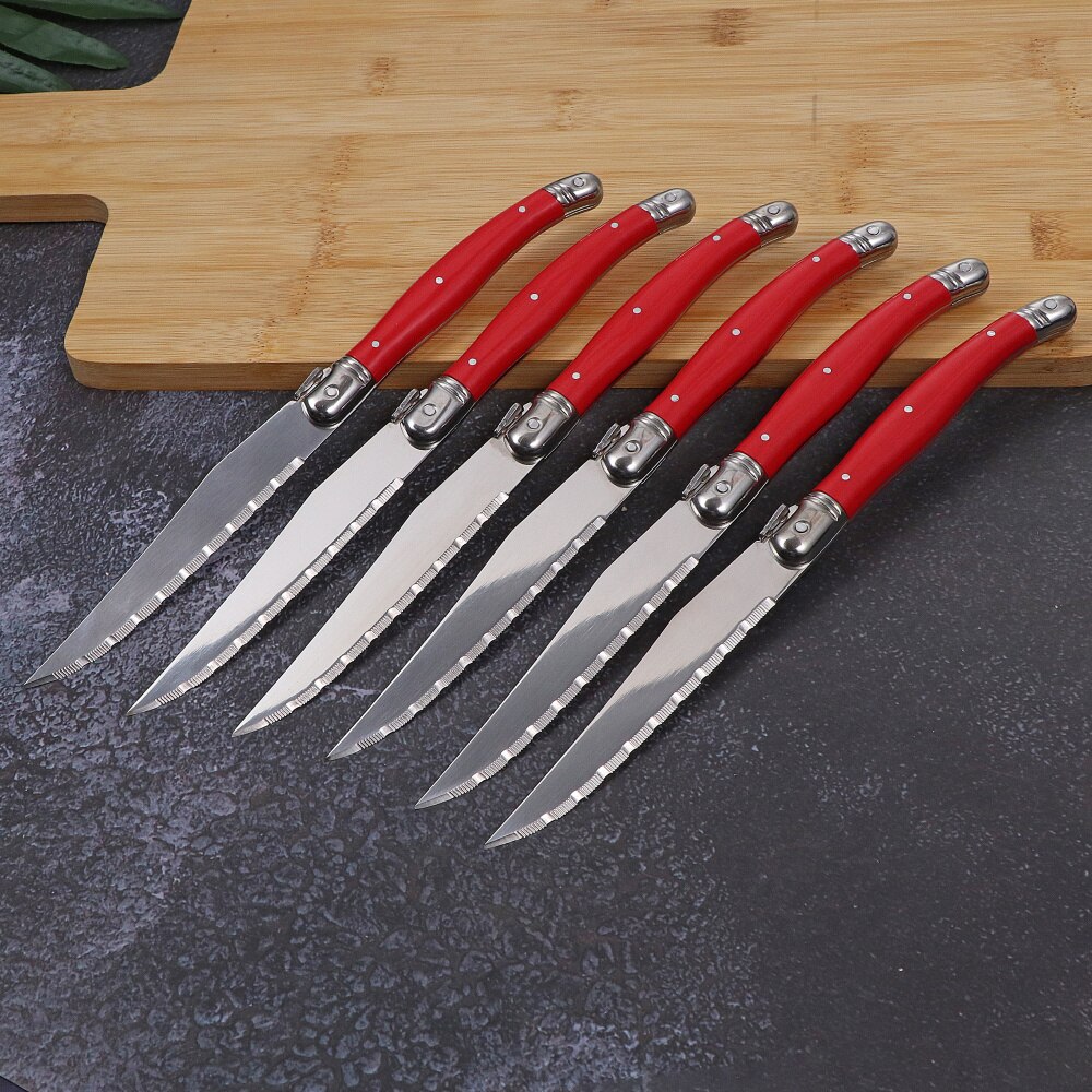 Jaswehome 6 Stks/set Roestvrij Staal Steak Mes Set Laguiole Mes Collectie Westerse Keuken Bestek Bestek Diner Messen