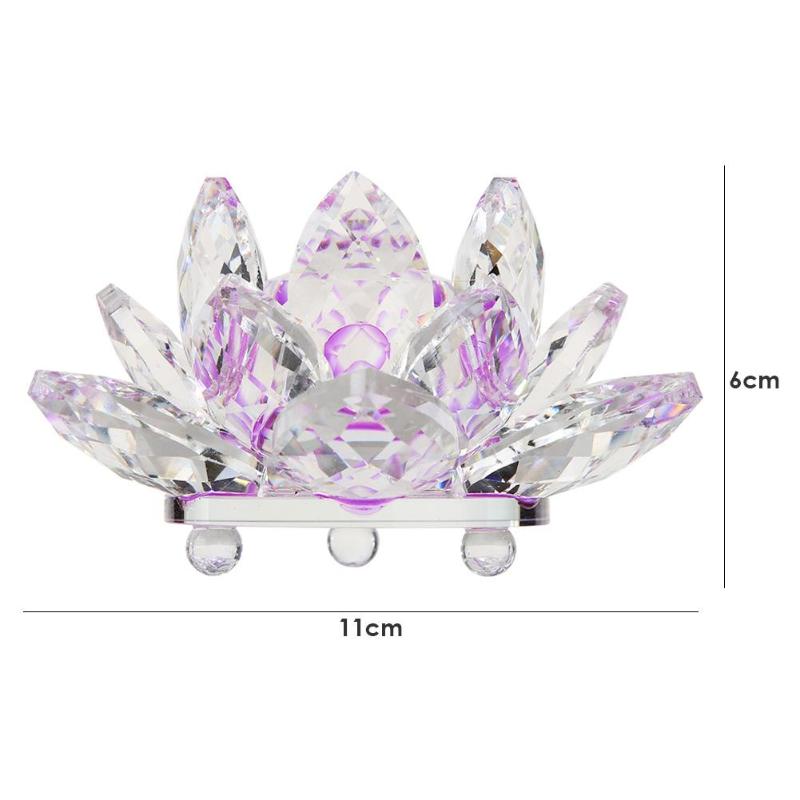 Suporte de vela de lótus transparente colorido cristal rack castiçal ornamento presente casa templo budista decoração: D
