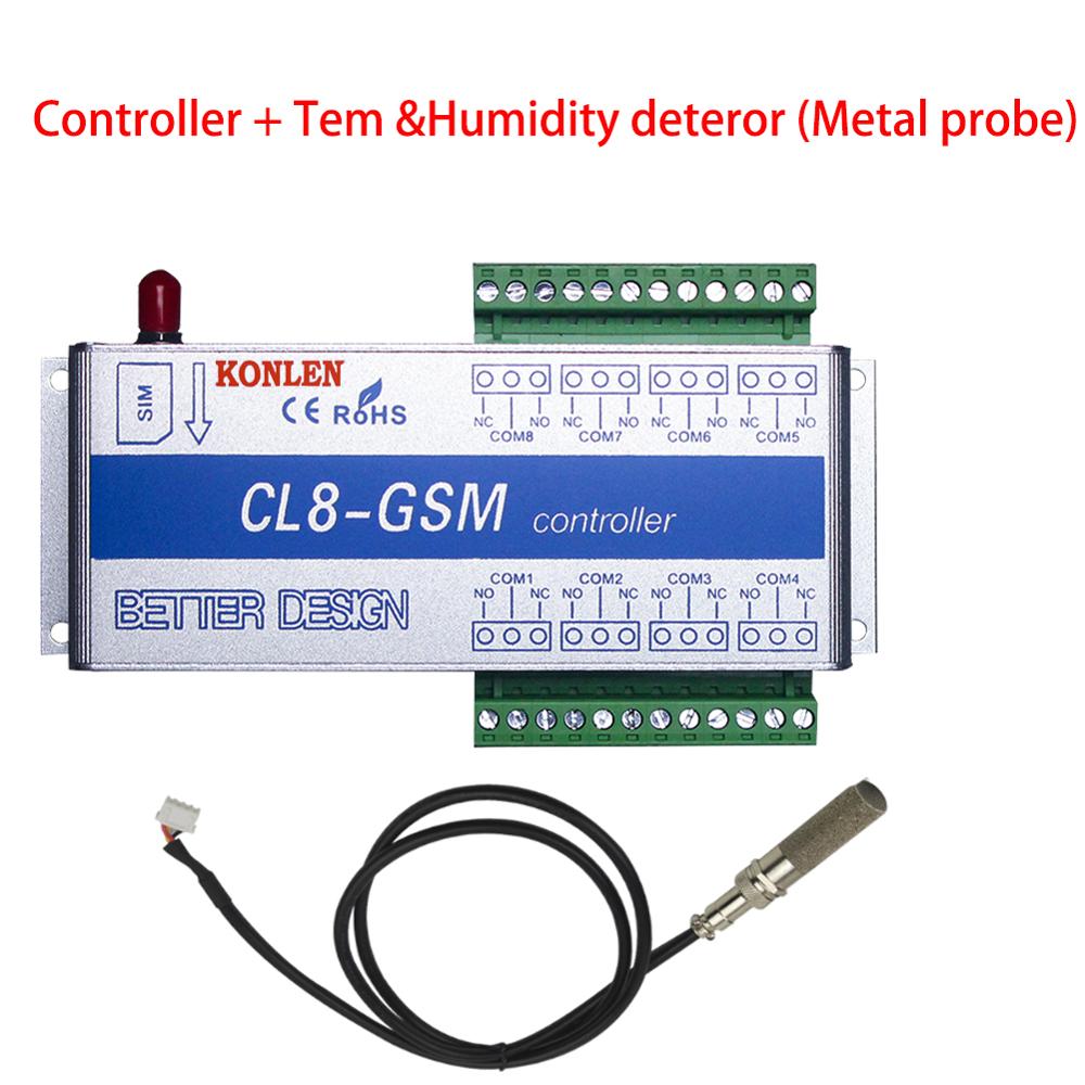 KONLEN GSM 8 Way Relay Controller Smart Home Power Switch SMS Call Temperature Sensor Remote Control Gate Opener Lock Server: Add Metal Sensor