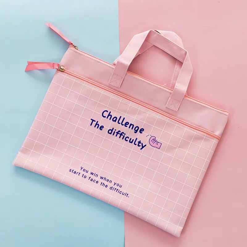 MINKYS Waterproof Canvas Double Layer A4 Folder Organizer Bag Document File Bag Folder Storage Bag School Office Stationery: P1