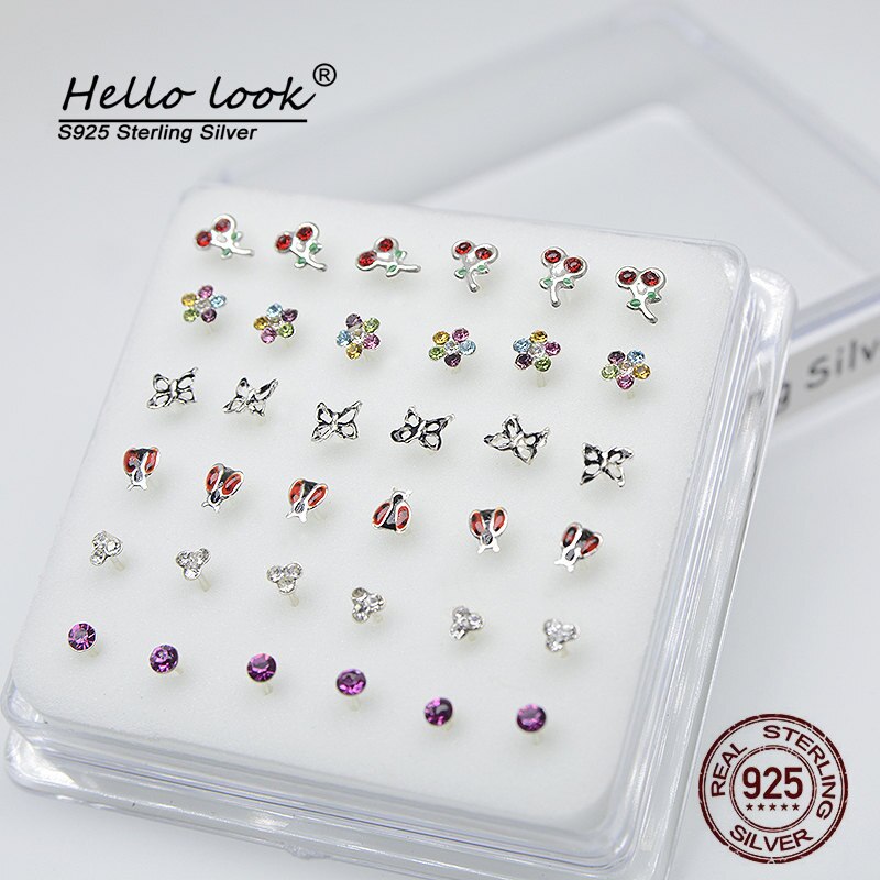 Hellolook nasenpiercing-set für mädchen, 925 nasenstecker aus sterlingsilber, septum-piercing, körperschmuck