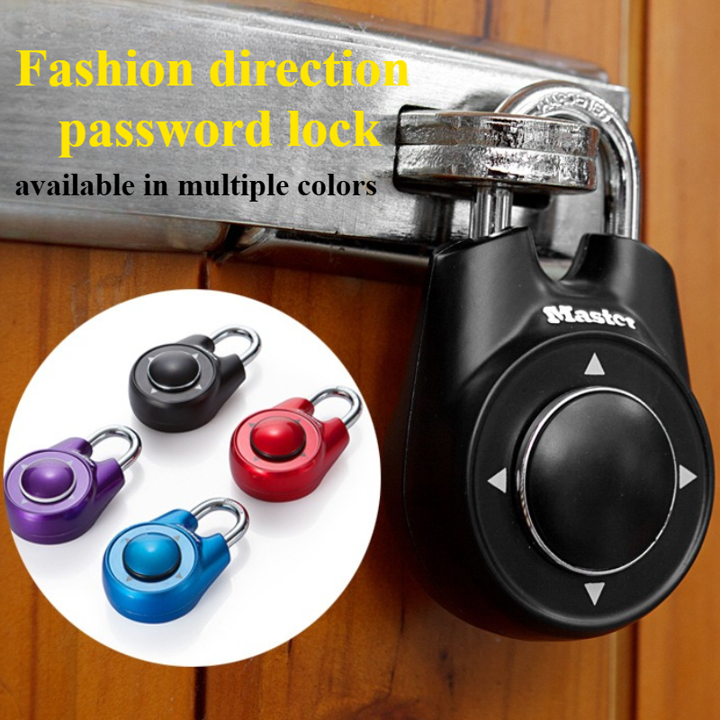 Master Keyless Lock Draagbare Combinatie Directioneel Wachtwoord Hangslot Gym School Health Club Beveiliging Locker Deurslot Zwart