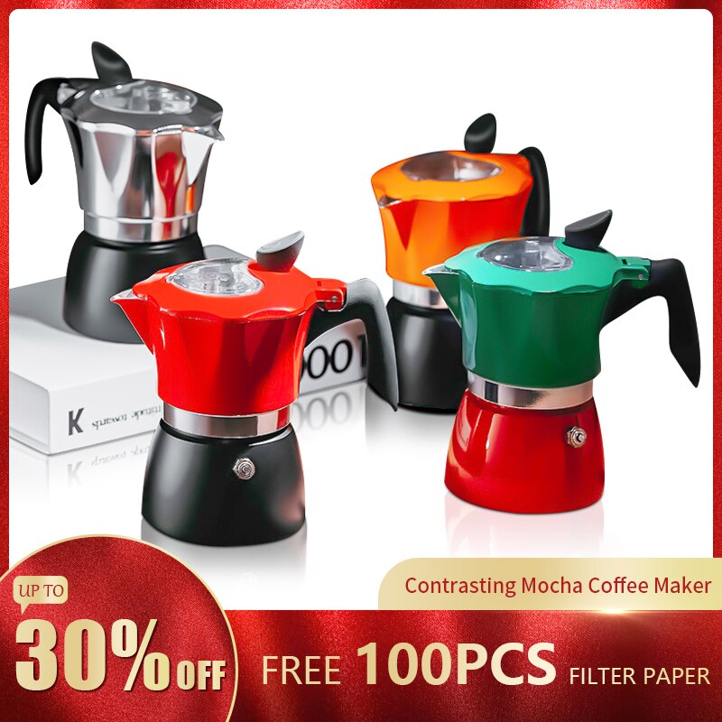 150/300ml Moka Coffee Pot Coffee Maker Aluminum MochaEspresso Pot Italian Coffee Machine Rapid Stovetop Coffee Brewer Cafe Tool